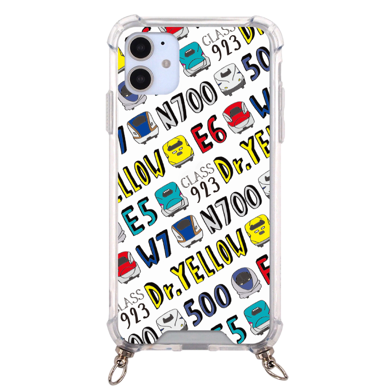 新幹線総柄【ハードスマホケース総柄】ネックストラップ付スマホケース